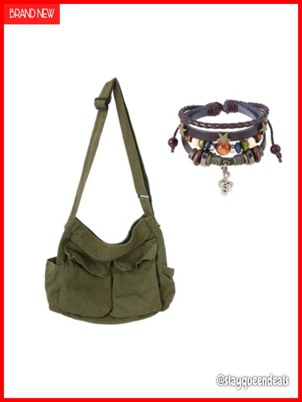 Canvas Messenger Bag Fairy Grunge Bracelet Hobo Crossbody Shoulder Bag